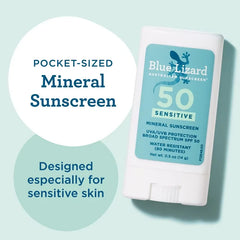 Blue Lizard Sensitive Mineral Sunscreen Stick - SPF 50+ - 0.5 oz: No Fragrance, Paraben-Free, Whole Body, Vegan